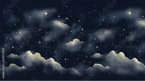 Seamless pattern of the night sky with gold foil con