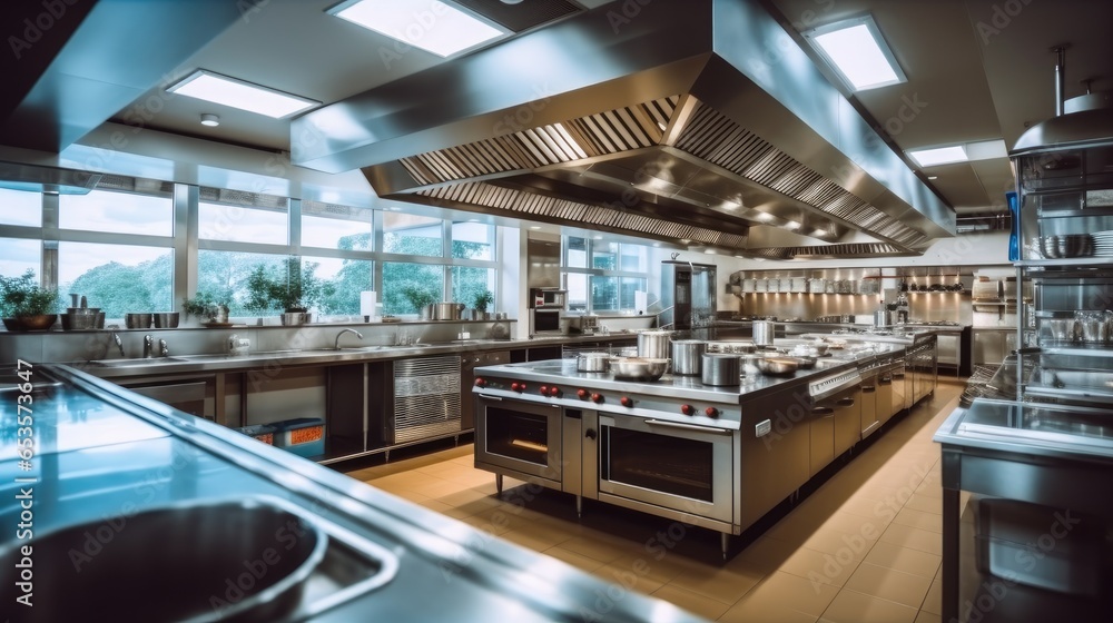 Large cooking kitchen in a modern hotel. Large cooking kitchen in a modern hotel.