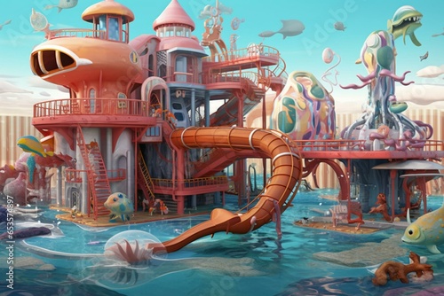 Aquatic playground. Generative AI
