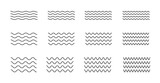 Vector water waves. Set of wavy zigzag lines.