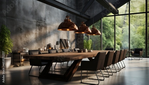 corporate room with wooden table