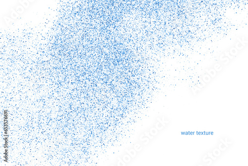 Abstract Splashes Of Water On White Background. Frozen Motion Of Round Drops. Rain, Snow Overlay Texture. Blue Explosion Of Confetti. Design Element. Vector Illustration, EPS 10.
