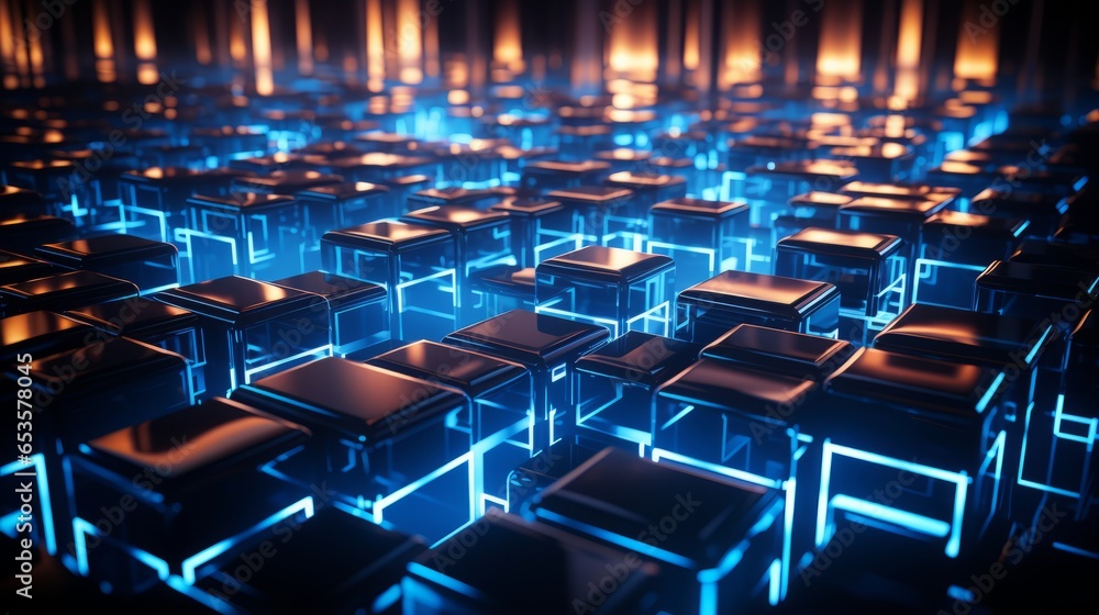 Obraz premium A digital visualization of a labyrinth, its paths dynamic