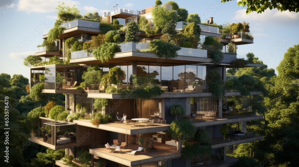 picture of an apartment building with trees