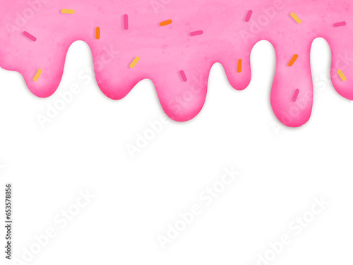 Fototapeta Naklejka Na Ścianę i Meble -  paint splashes, Pink liquid frame, pink strawberry cream, decorative frame