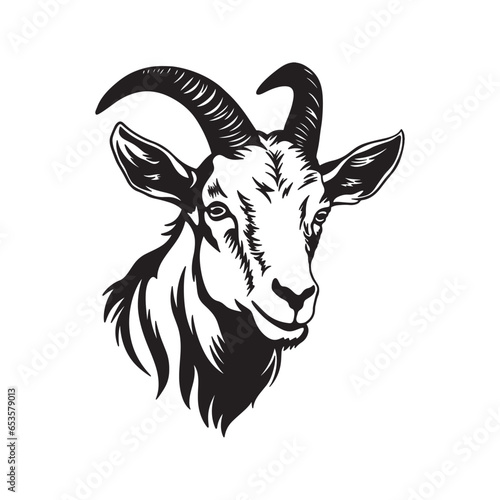 Goat head logo detailed silhouette vector