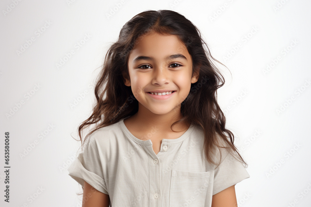 young Indian girl smiling and giving pose in studio white background young Indian girl smiling and giving pose in studio white background