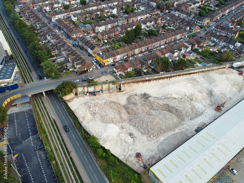 Aerial View of Farley Hills of South Luton City of England During Rain and Cloudy Sunset. The High Angle Image Was Captured with Drone's Camera on September 7th, 2023  photo