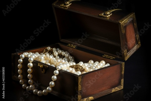 box with pearl necklace. Generative AI