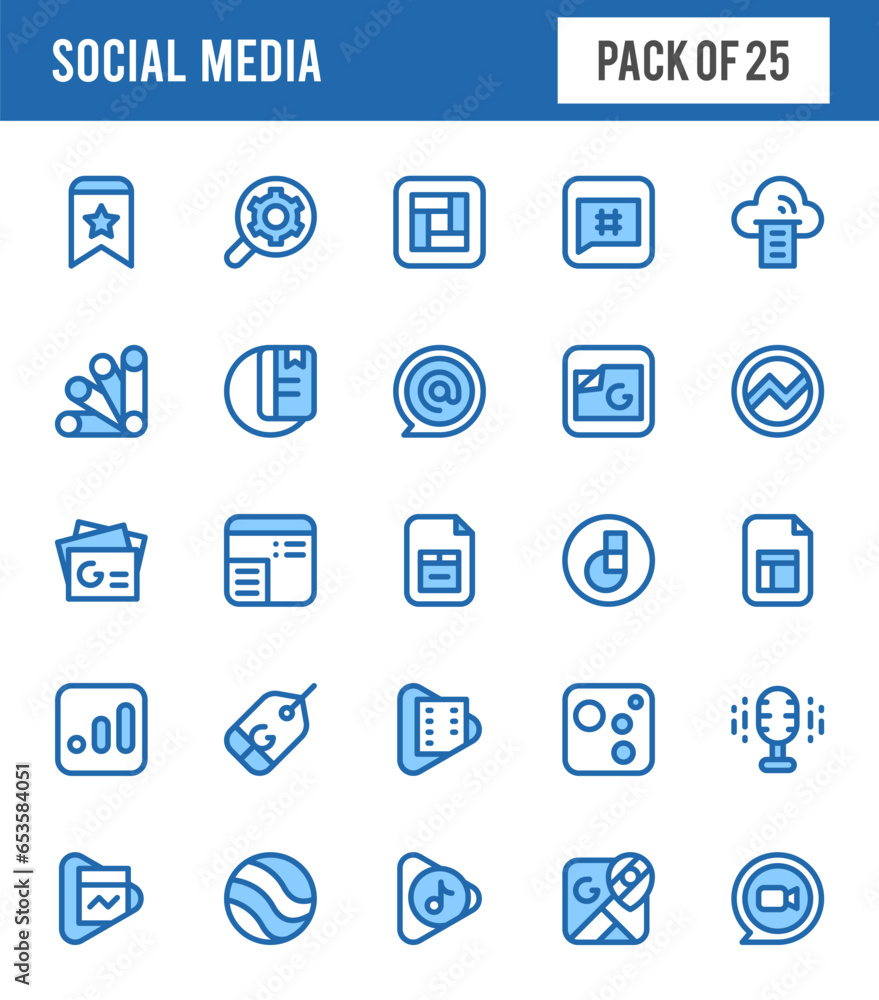 25 Social Media (Google) Two Color icons pack. vector illustration.