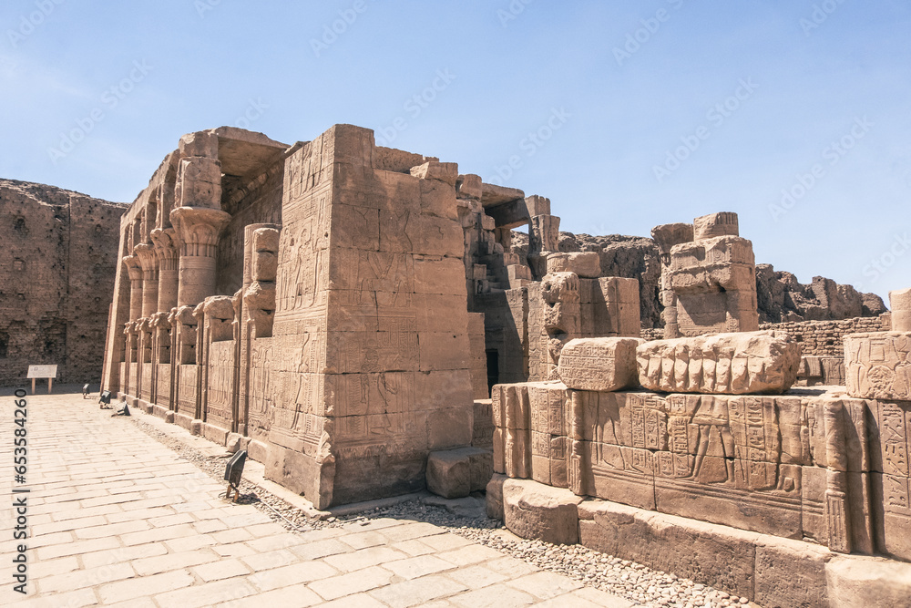 Ornate Details of an Egyptian Temple Facade. Egypt Summer Travel