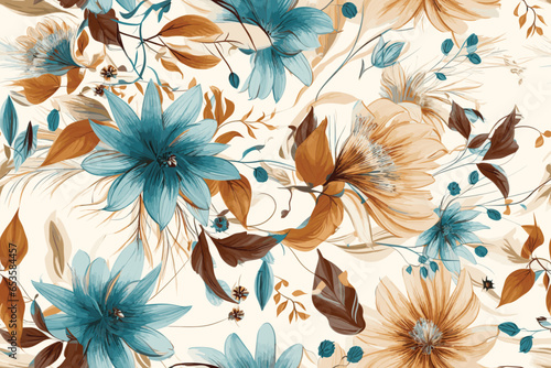 Pattern Watercolor vector art painting illustration flower pattern. textile, ornamental, ornate, hand-drawn, drapery, curl, watercolor, trendy, painting, repeat, fancy, elements, diverse, deco, stain