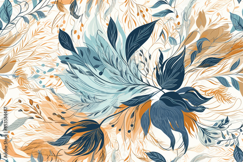 Pattern Watercolor vector art painting illustration flower pattern. textile, ornamental, ornate, hand-drawn, drapery, curl, watercolor, trendy, painting, repeat, fancy, elements, diverse, deco, stain