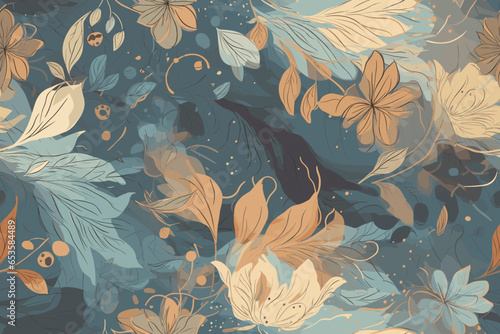 Pattern Watercolor vector art painting illustration flower pattern. textile, ornamental, ornate, hand-drawn, drapery, curl, watercolor, trendy, painting, repeat, fancy, elements, diverse, deco, stain