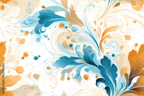 Pattern Watercolor vector art painting illustration flower pattern. textile, ornamental, ornate, hand-drawn, drapery, curl, watercolor, trendy, painting, repeat, fancy, elements, diverse, deco, stain