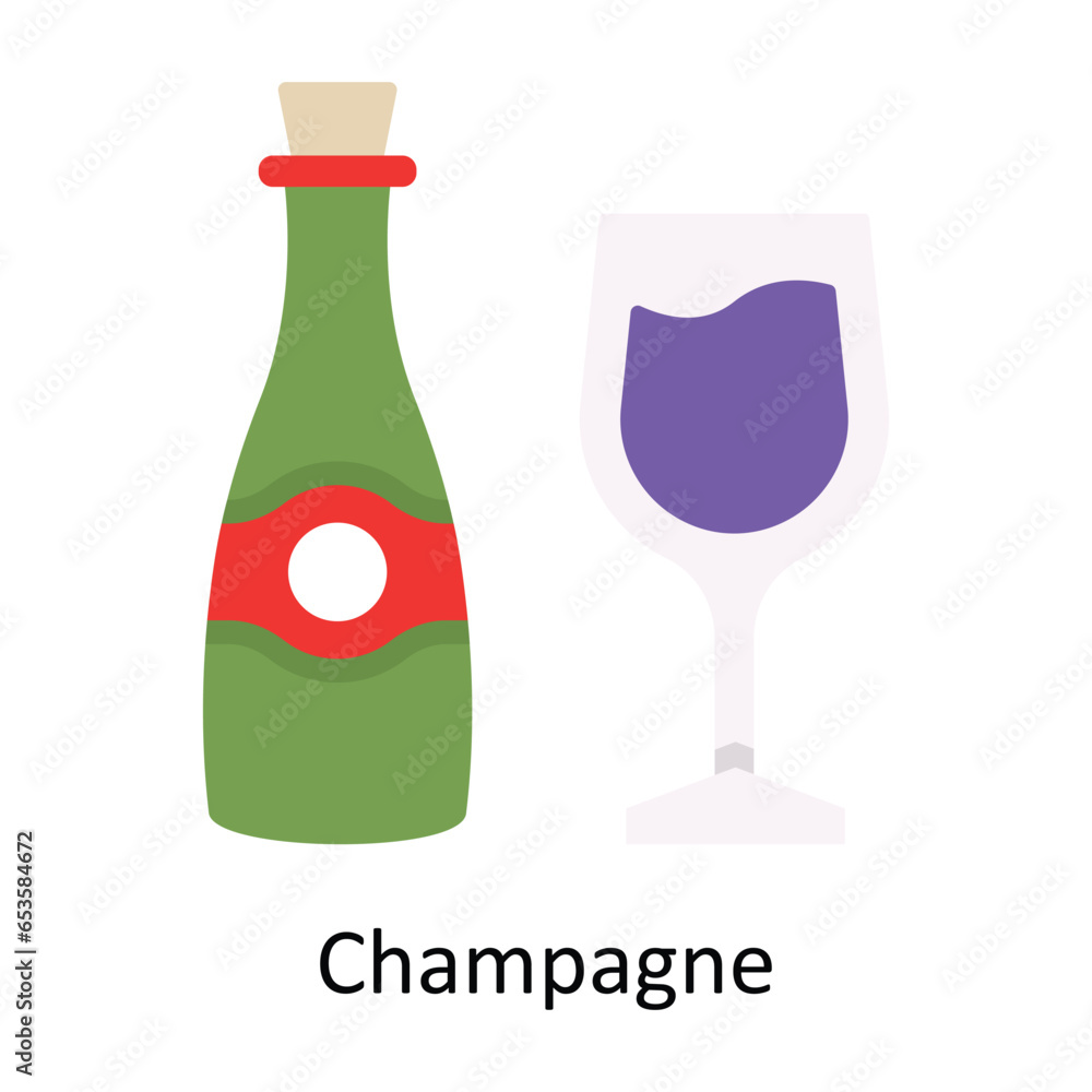 Champagne vector Flat Icon Design illustration. Symbol on White background EPS 10 File Champagne vector Flat Icon Design illustration. Symbol on White background EPS 10 File
