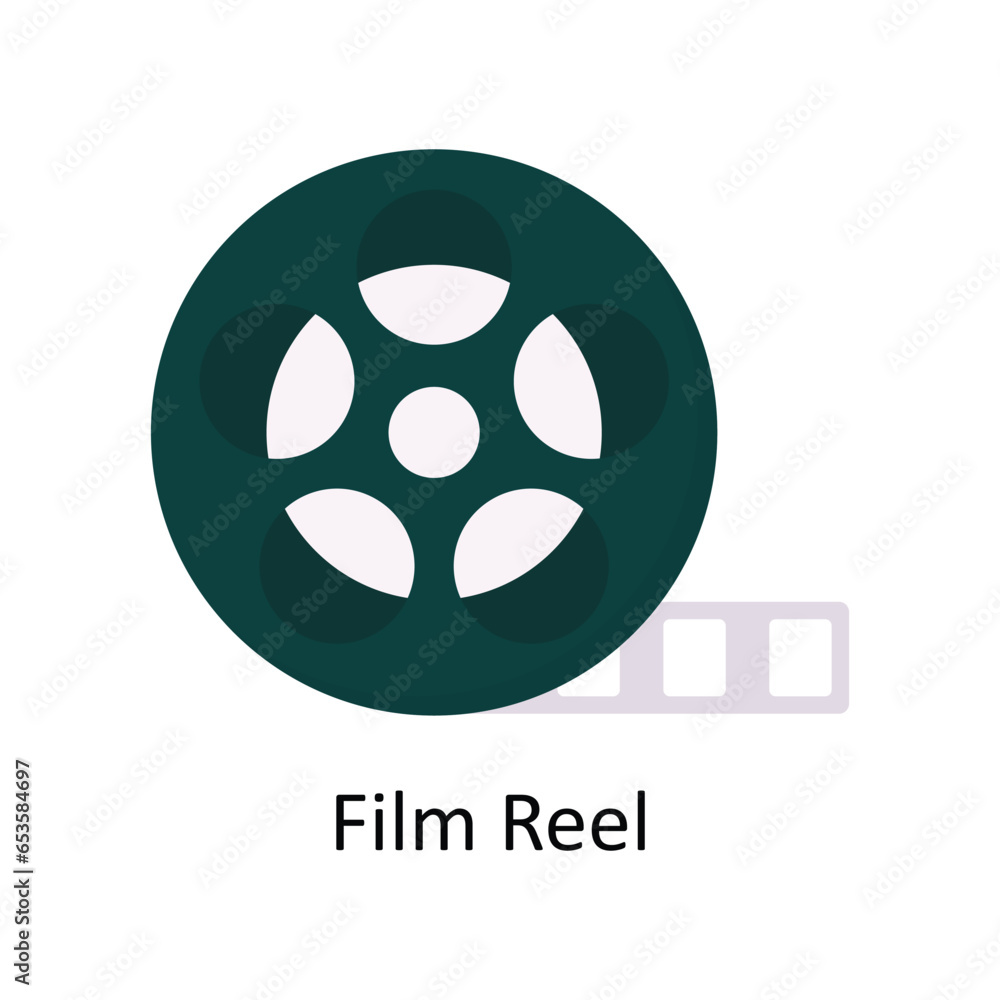 Film Reel  vector Flat Icon Design illustration. Symbol on White background EPS 10 File 