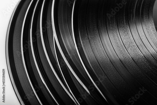 Vinyl record close-up. Abstract background for design. Black and white.