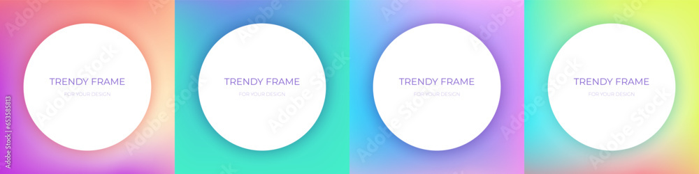 Trendy circle frame collection for your design. Round white shapes on beautiful gradient background Trendy circle frame collection for your design. Round white shapes on beautiful gradient background