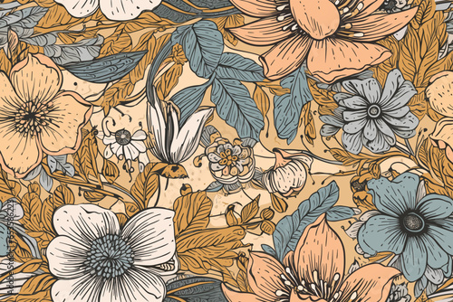 Pattern Watercolor vector art painting illustration flower pattern. textile, ornamental, ornate, hand-drawn, drapery, curl, watercolor, trendy, painting, repeat, fancy, elements, diverse, deco, stain