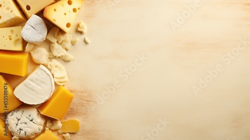Cheese. copyspace and top view for background.