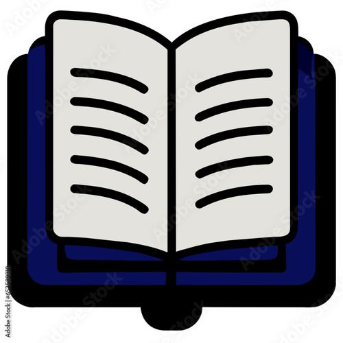 Literary gateway. Open book icon. Educational odyssey. Vector textbook symbol. Knowledge unleashed. Reading realm. Black and white page