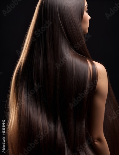 Dark Haired Woman on Dark Brown Background