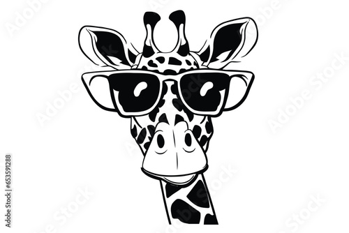 Shady Giraffe Vibes: High-Resolution Vector Portrait with Sunglasses Swagger