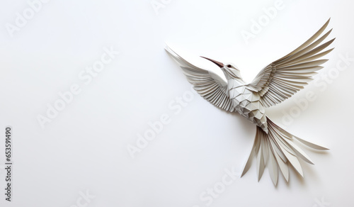 white dove bird paper origami with copy space