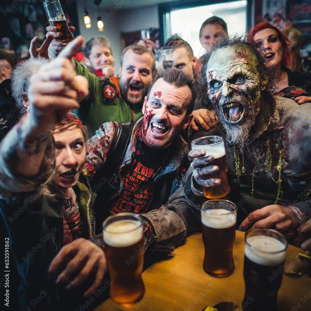 Auf Parties mit viel Bier werden Menschen zum Feierbiest - obrazy, fototapety, plakaty 