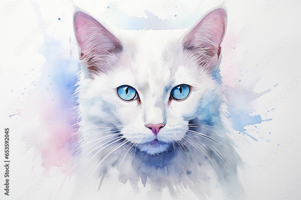 Obraz premium Retrato Acuarela Gato