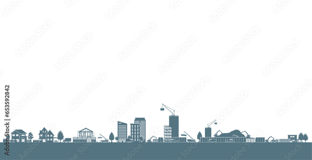 Naklejka premium 街並みを影で表現したベクターイラスト