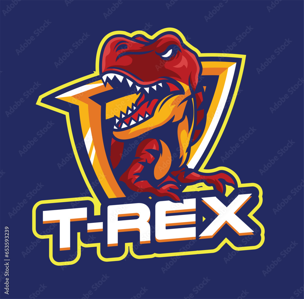 Vector illustration of trex mascot logo template for sport team and gaming team