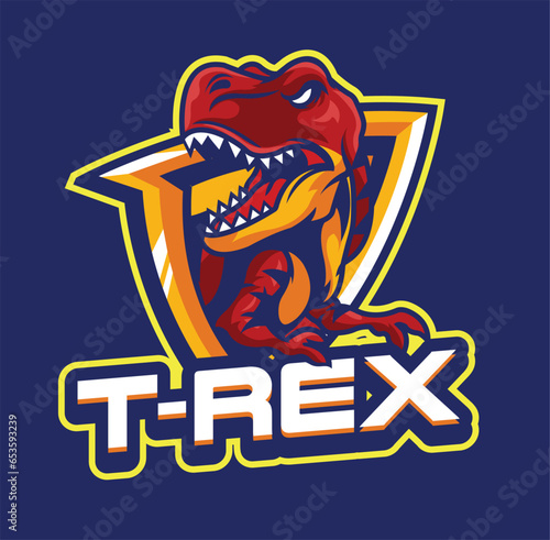 Vector illustration of trex mascot logo template for sport team and gaming team