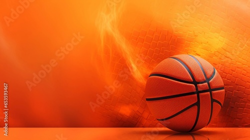 A basketball-inspired wallpaper with a basketball and hoop against a vibrant orange textured background. AI generated © Hifzhan Graphics