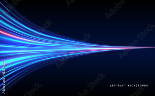 Abstract background of luminous lines. Neon lines. Laser rays. Abstract blue light lines on dark background. Futuristic technology style. Vector illustration road