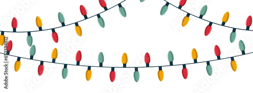Guirlandes d'ampoules - Bannière festive - Éléments vectoriels éditables colorés autour de la célébration de fêtes - Couleurs vives - Festivités réjouissantes - Style de vie 