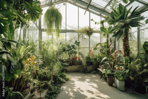 tropical garden with palms