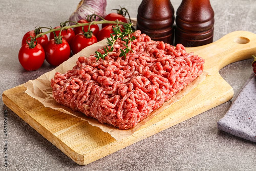 Raw minced beef uncooked meat Raw minced beef uncooked meat