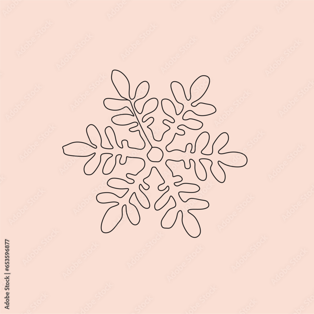 Christmas snowflake 2024. One line drawing. Stock Vector Adobe Stock