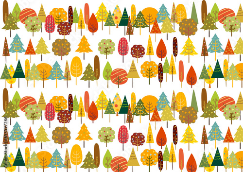 北欧風 秋色な森　パターン © kanichi