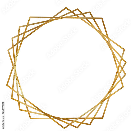 Four layers of metallic gold glitter pentagonal frame overlay.