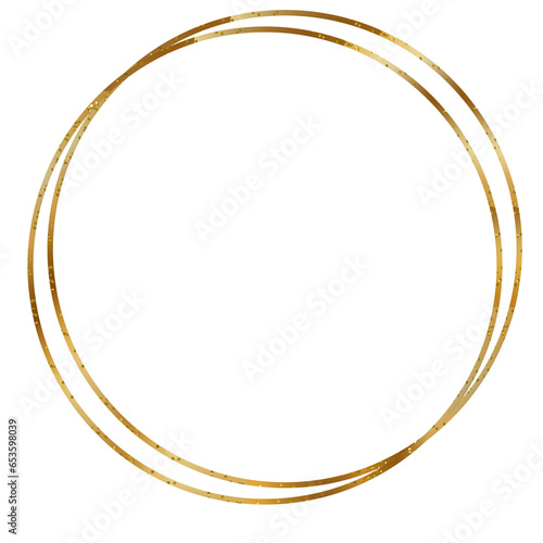 Overlay of metallic gold glitter circle frame