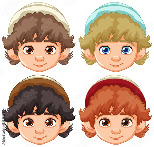 Set of Boy Neutral Facial Expressions