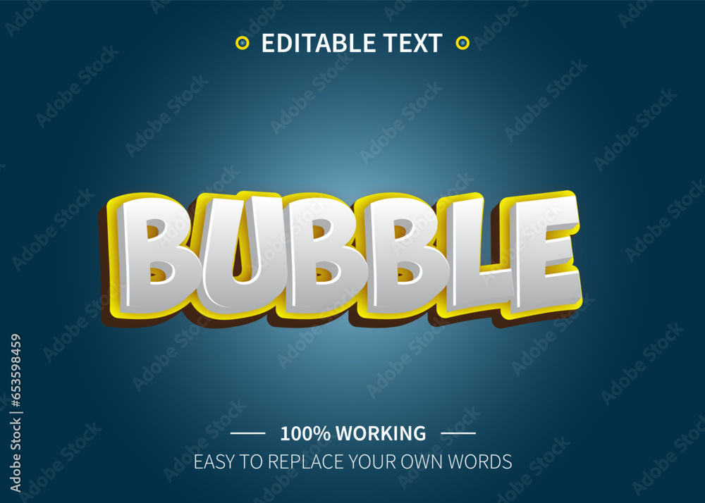 Editable text effect bubble 3d cartoon template stlye modren premium vector