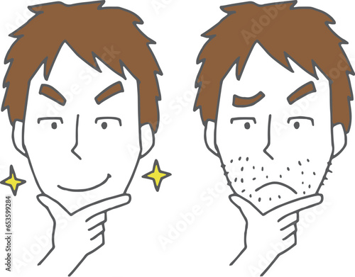 髭の無い男性と髭面の男性