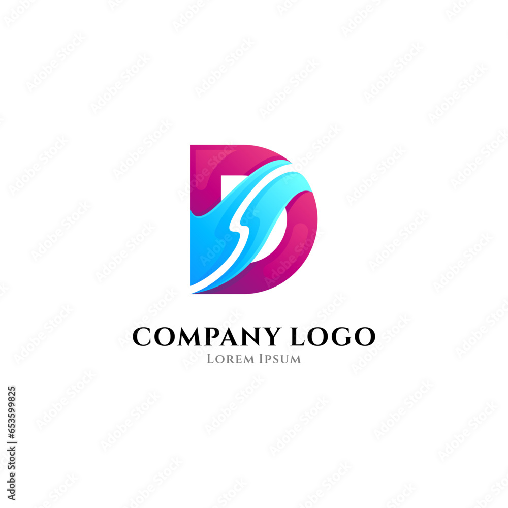 D logo with wave D logo with wave