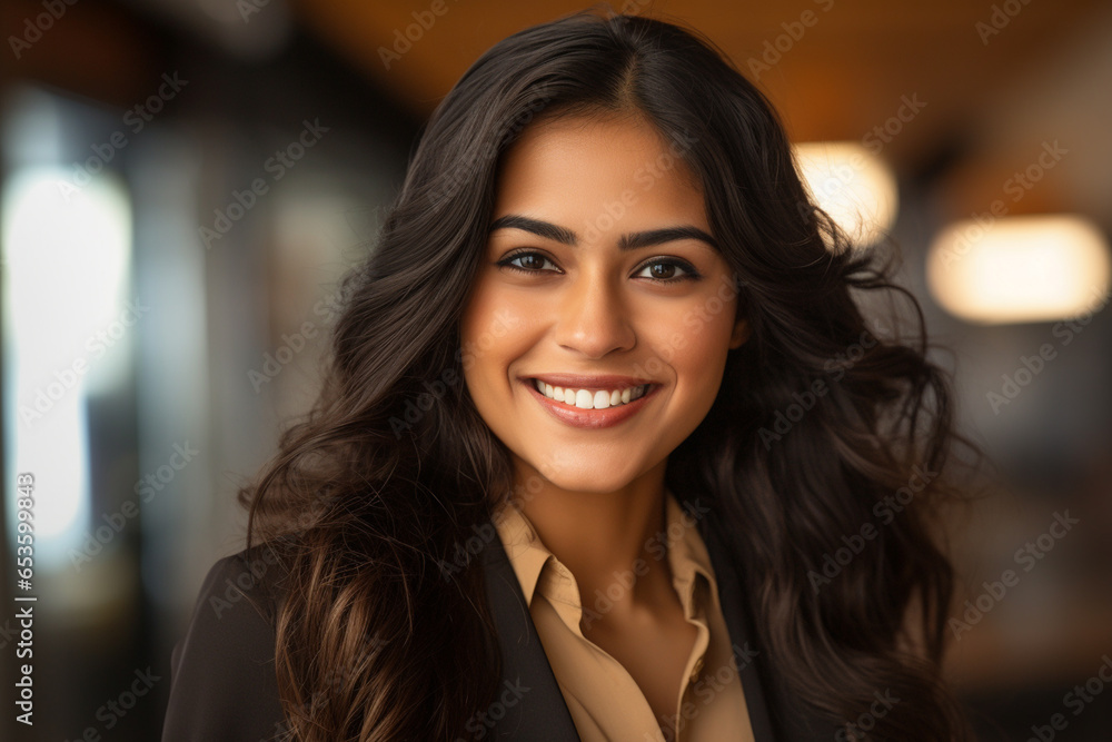 closeup of happy pretty Indian business woman closeup of happy pretty Indian business woman