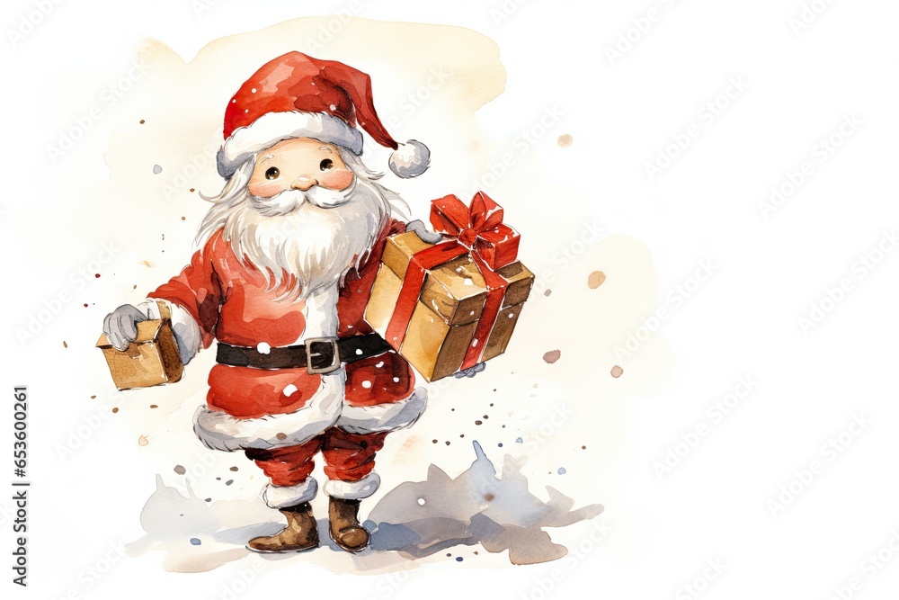Santa watercolour illustration created with. AI technology Santa watercolour illustration created with. AI technology