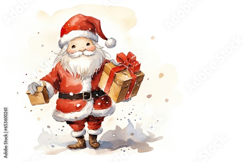 Santa watercolour illustration created with. AI technology © koplesya